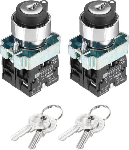 uxcell 2Pcs 22mm 3 Positions Key Locking Push Button Switch W Key DPST in Saudi Arabia