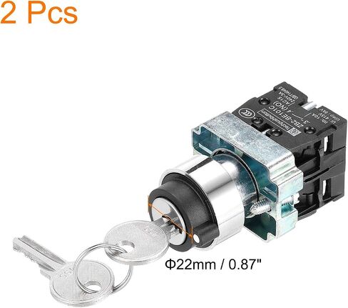uxcell 2Pcs 22mm 3 Positions Key Locking Push Button Switch W Key DPST in Saudi Arabia