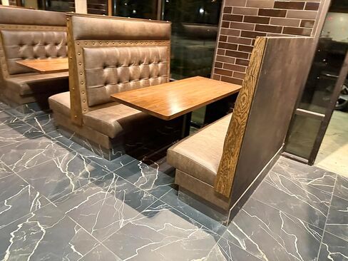 Restaurant Booth Seating, Tufted Back with Wood Trim, decrative Nailhead & Head roll. Commercial Grade Vinyl & Foam. Single and Double Side Booth, 54" high Back. (Double Side 60" Long) in Kuwait