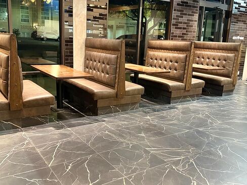Restaurant Booth Seating, Tufted Back with Wood Trim, decrative Nailhead & Head roll. Commercial Grade Vinyl & Foam. Single and Double Side Booth, 54" high Back. (Double Side 60" Long) in Kuwait