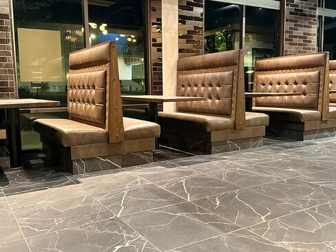 Restaurant Booth Seating, Tufted Back with Wood Trim, decrative Nailhead & Head roll. Commercial Grade Vinyl & Foam. Single and Double Side Booth, 54" high Back. (Double Side 60" Long) in Kuwait