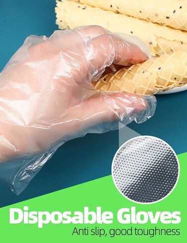 400 Count Disposable Poly Plastic Gloves for Make Sourdough Bread, Food Prep Clear Gloves: BPA-Free, Latex-Free, Powder-Free, for Household Clean Food Handling Cooking Glove, One Size Multipurpose in Saudi Arabia