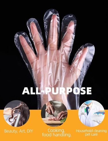 400 Count Disposable Poly Plastic Gloves for Make Sourdough Bread, Food Prep Clear Gloves: BPA-Free, Latex-Free, Powder-Free, for Household Clean Food Handling Cooking Glove, One Size Multipurpose in Saudi Arabia