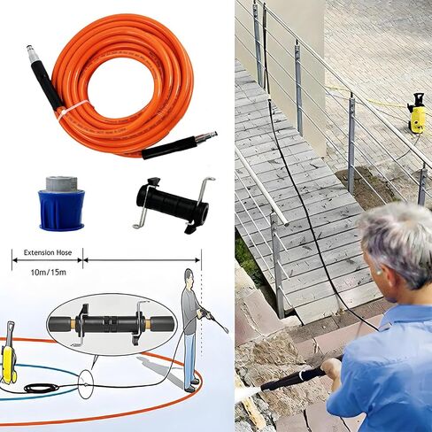 5800PSI/400Bar Ultra Flexible Pressure Washer Hose for Bosch Home Cleaning, 5M-30M High Pressure Extension Tube with Quick-Connect Adapter,(Red/Blue/Yellow/Green/Grey/Orange/Light Blue)(Yellow,16FT) in Saudi Arabia