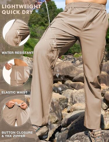 MOURCE Hiking Pants Men Lightweight - Water Resistant Quick Dry Outdoor Cargo Pants for Men with 8 Pockets in Saudi Arabia