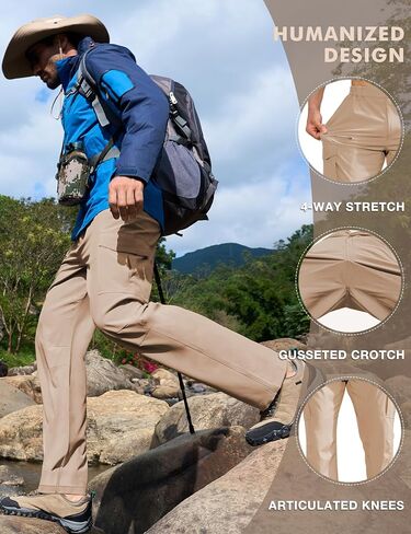 MOURCE Hiking Pants Men Lightweight - Water Resistant Quick Dry Outdoor Cargo Pants for Men with 8 Pockets in Saudi Arabia