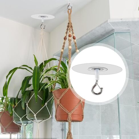 1 Pcs Adhesive Ceiling Hook - Weight-Bearing Stick-On Ceiling Hook, Sticky Ceiling Hook | Drill Free Hanging Ceiling Hook with Safety Clasp, Water Resistant Hooks for Ceiling Plants Chimes in Saudi Arabia