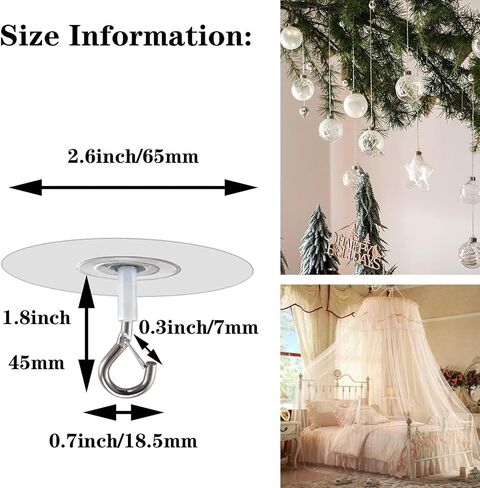 1 Pcs Adhesive Ceiling Hook - Weight-Bearing Stick-On Ceiling Hook, Sticky Ceiling Hook | Drill Free Hanging Ceiling Hook with Safety Clasp, Water Resistant Hooks for Ceiling Plants Chimes in Saudi Arabia