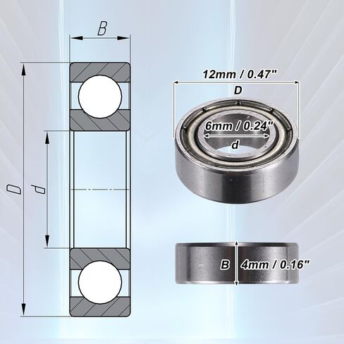 Acropix MR126ZZ 6x12x4mm Metal Shield Row Single Row Single Groove Ball Bealings Silver - حزمة 20 in Saudi Arabia