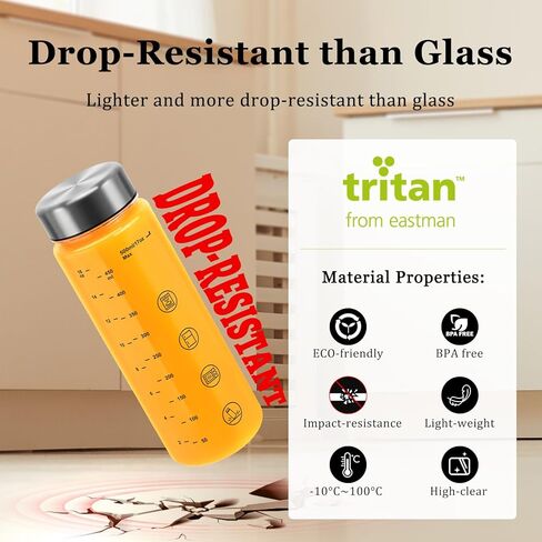 6 زجاجات عصير الحزمة مع أغطية - زجاجات المياه البلاستيكية الواسعة الفم العريضة للعصير ، العصير ، البروتين ، المشروبات ، حاويات التخزين ، خالية من BPA ، غطاء الفولاذ المقاوم للصدأ مقاوم للتسرب (12 أونصة) in Kuwait