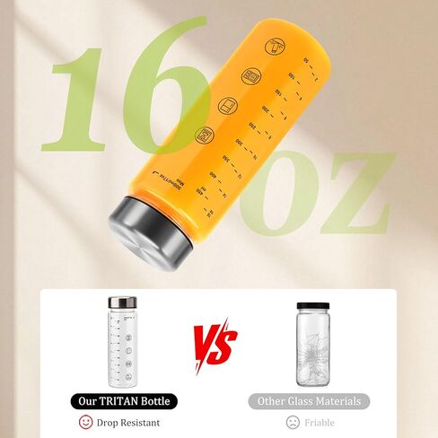 6 زجاجات عصير الحزمة مع أغطية - زجاجات المياه البلاستيكية الواسعة الفم العريضة للعصير ، العصير ، البروتين ، المشروبات ، حاويات التخزين ، خالية من BPA ، غطاء الفولاذ المقاوم للصدأ مقاوم للتسرب (12 أونصة) in Kuwait