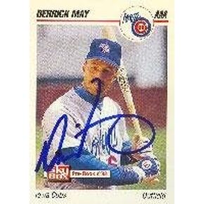 Derrick May Iowa Cubs - Cubs Affiliate 1992 Skybox Pre Rookie Autographed Card - Minor League Card. This item comes with a certificate of authenticity from Autograph-Sports. Autographed - Baseball in Saudi Arabia