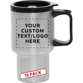 أوفق سفر مخصصة 14 أوقية من الفولاذ المقاوم للصدأ - 10 حزمة - نص مخصص ، شعار - الفولاذ المقاوم للصدأ in Kuwait