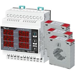EM-06-DIN Multimeter, Three Phase Volt(L-L) (L-N) Ampere Frequency Phase Sequence Display Panel Meter 12 in 1 1Pcs(3CT 200A) in Saudi Arabia