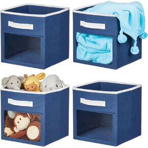 mDesign Fabric Nursery/Playroom Closet Storage Organizer Bin Box with Front Handle/Window for Cube Furniture Shelving Unit, Hold Toys, Clothes, Diapers, Bibs, Jane Collection, 8 Pack, Mint Green/White in Saudi Arabia