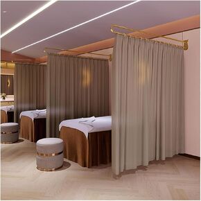 Beauty Salon Room Divider Curtain, Wall Mounted Support Rod U Shape Metal Track with 2.2m High Translucent Living Room Dining Room Curtain, Privacy Screen Partition (Color : Purple, Size : Rod-200cm in Saudi Arabia