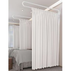 Beauty Salon Partition Curtain Wall-Mounted U-Shaped Long Support Rod Beauty Bed Health Center Treatment Bed Privacy Curtain(Color : White, Size : Rod-200cm) in Saudi Arabia