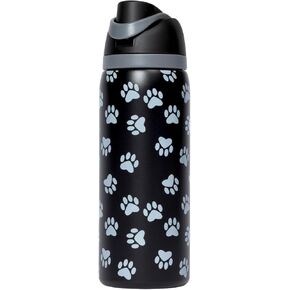 Paw Print 32oz Easy-Sip Double Wall Insulated Stainless Steel Water Bottle – One-Hand Flip Lid with Straw & Carry Handle Travel Tumbler (Purple) in Kuwait