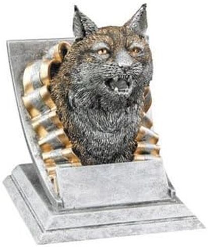 Decade Awards Bobcat Mascot Trophy - 4 Inch Tall | Engraved Bobcat Award, Silver and Gold - Customize Now in Saudi Arabia