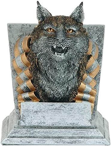 Decade Awards Bobcat Mascot Trophy - 4 Inch Tall | Engraved Bobcat Award, Silver and Gold - Customize Now in Saudi Arabia
