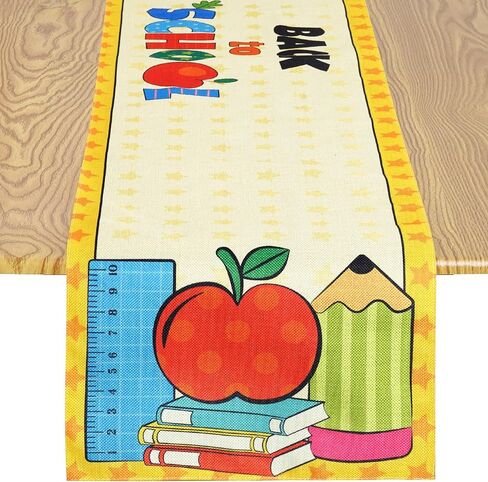 Back to School Themed Table Runner Table Decoration for Classroom Party Dining Room Home in Saudi Arabia