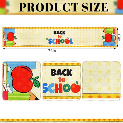 Back to School Themed Table Runner Table Decoration for Classroom Party Dining Room Home in Saudi Arabia