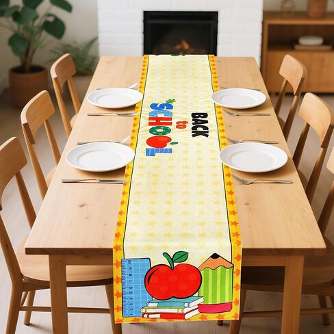 Back to School Themed Table Runner Table Decoration for Classroom Party Dining Room Home in Saudi Arabia