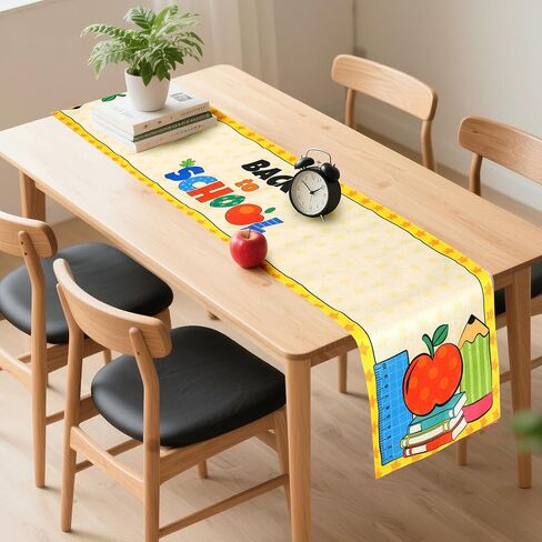 Back to School Themed Table Runner Table Decoration for Classroom Party Dining Room Home in Saudi Arabia