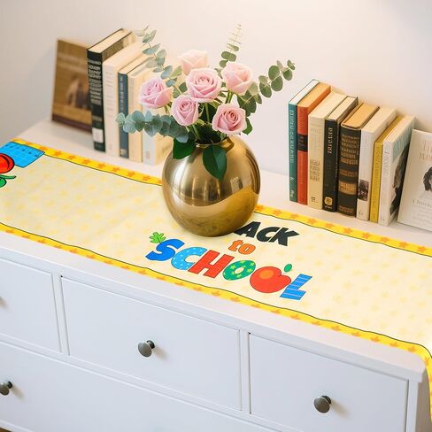 Back to School Themed Table Runner Table Decoration for Classroom Party Dining Room Home in Saudi Arabia