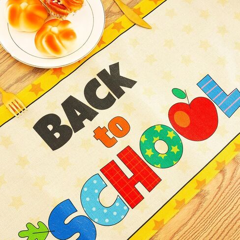 Back to School Themed Table Runner Table Decoration for Classroom Party Dining Room Home in Saudi Arabia