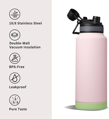 24 oz Insulated Sports Water Bottle with Straw, Vacuum Stainless Steel Water Flask with Handle, Thermal Metal Water Cup Mug with 2-in-1 Lid, Black in Saudi Arabia