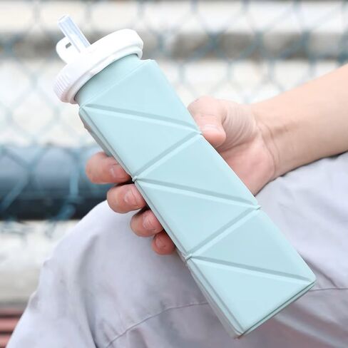 2 Pieces Foldable Water Bottles 620ml, Collapsible Water Bottles Reusable Drinking Bottle Flexible, BPA Free - Perfect for Kids, Sports, Travel, Camping (Green & Pink) in Saudi Arabia
