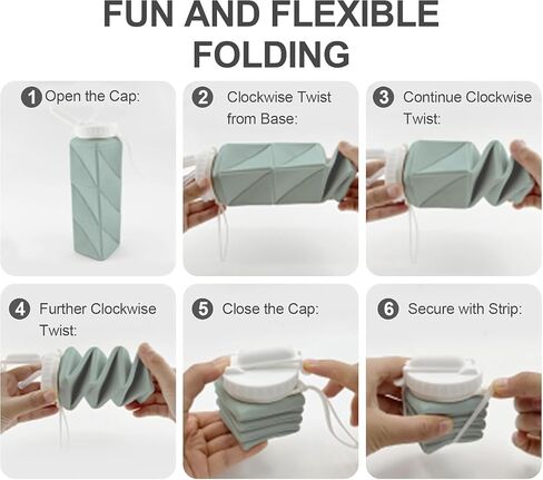 2 Pieces Foldable Water Bottles 620ml, Collapsible Water Bottles Reusable Drinking Bottle Flexible, BPA Free - Perfect for Kids, Sports, Travel, Camping (Green & Pink) in Saudi Arabia