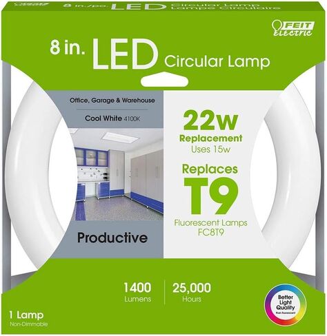 Feit Electric 8 بوصة 15 واط LED الأنبوب الدائري T9 استبدال ، أبيض بارد ، 4100 كيلو ، قاعدة G10Q ، التوصيل والتشغيل ، يتطلب صابورة متوافقة مع FC8/840/LED 22W EQ أنبوب LED in Kuwait
