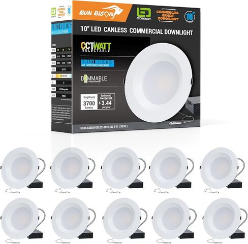 10 بوصة مصفرة LED LED مع J-Box ، وقابل للتعديل 22/29/37.5W ، 3 ملون 3000K-5000K ، 120-277V ، 0-10 فولت قابلة للضوء ، IC مصنفة ، LED LED ، UL & ENERGER in Saudi Arabia