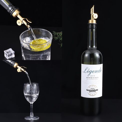 Beyonday 3pcs زجاجة الخمور الإغلاق ذاتيا - الذهب ، الذهب ، فليب النبيذ سدادات مع غطاء الغبار المطاطي وفرشاة التنظيف ، موزع زي زيت الزيتون مرجحة ، تناسب حوالي 3/4 'فم الزجاجة in Kuwait