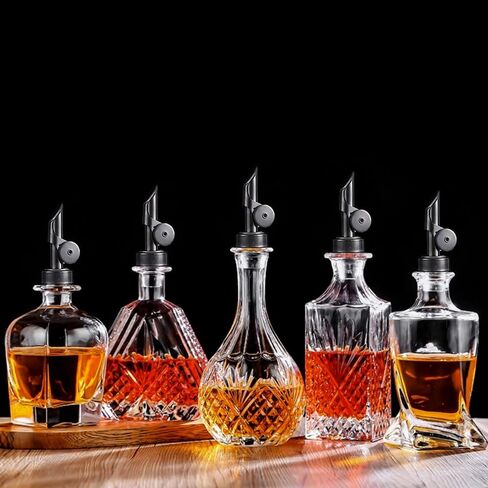 beyonday 3pcs Self Closing Liquor Bottle Pourers - Gold, Auto Flip Wine Bottle Stoppers with Rubber Dust Cap & Cleaning Brush, Weighted Olive Oil Vinegar Dispenser Spout, Fit about 3/4'' Bottle Mouth in Kuwait