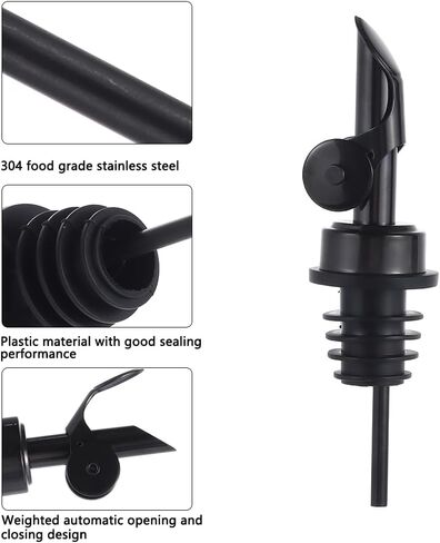 beyonday 3pcs Self Closing Liquor Bottle Pourers - Gold, Auto Flip Wine Bottle Stoppers with Rubber Dust Cap & Cleaning Brush, Weighted Olive Oil Vinegar Dispenser Spout, Fit about 3/4'' Bottle Mouth in Kuwait