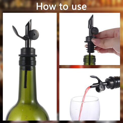 beyonday 3pcs Self Closing Liquor Bottle Pourers - Gold, Auto Flip Wine Bottle Stoppers with Rubber Dust Cap & Cleaning Brush, Weighted Olive Oil Vinegar Dispenser Spout, Fit about 3/4'' Bottle Mouth in Kuwait