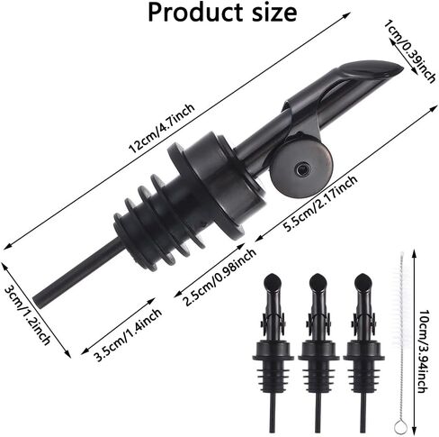 beyonday 3pcs Self Closing Liquor Bottle Pourers - Gold, Auto Flip Wine Bottle Stoppers with Rubber Dust Cap & Cleaning Brush, Weighted Olive Oil Vinegar Dispenser Spout, Fit about 3/4'' Bottle Mouth in Kuwait