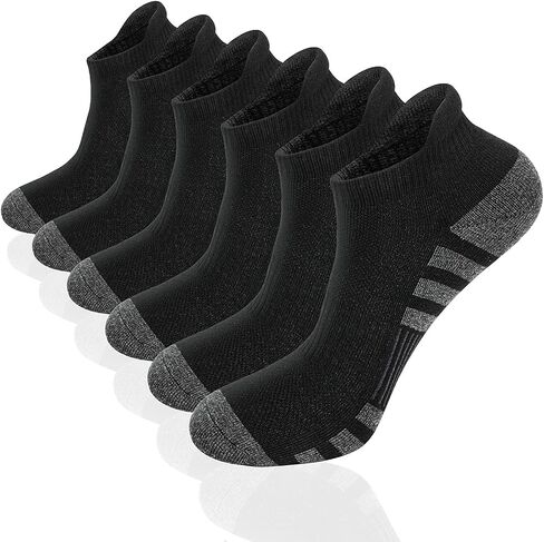 Men's and Women's Athletic Ankle Socks, No Show Low Cut Sports Socks for Running, 6 Pairs,9-12,Black in Saudi Arabia