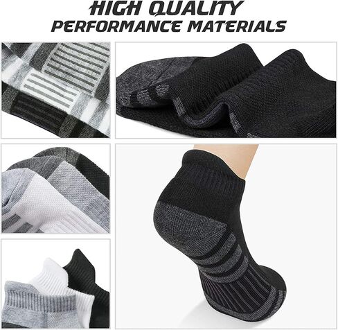 Men's and Women's Athletic Ankle Socks, No Show Low Cut Sports Socks for Running, 6 Pairs,9-12,Black in Saudi Arabia