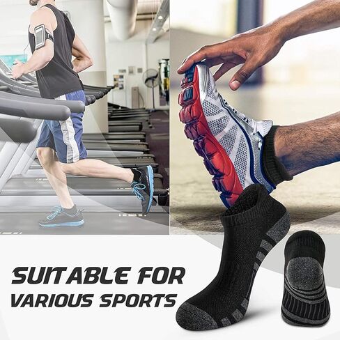 Men's and Women's Athletic Ankle Socks, No Show Low Cut Sports Socks for Running, 6 Pairs,9-12,Black in Saudi Arabia