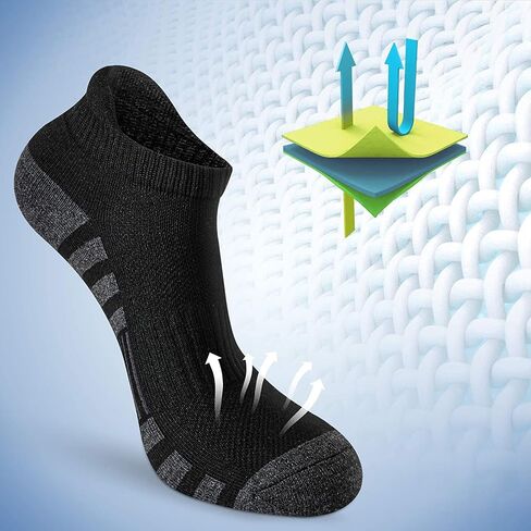 Men's and Women's Athletic Ankle Socks, No Show Low Cut Sports Socks for Running, 6 Pairs,9-12,Black in Saudi Arabia