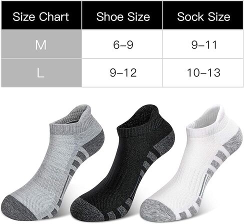 Men's and Women's Athletic Ankle Socks, No Show Low Cut Sports Socks for Running, 6 Pairs,9-12,Black in Saudi Arabia