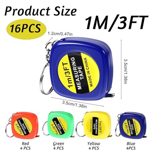 16pcs شريط صغير قياس الجزء الأكبر 1 م/ 3 قدم قياس صغير شريط مفاتيح الأشرطة قابلة للسحب الأشرطة قياس حجم الجيب لصالح الحفل in Kuwait
