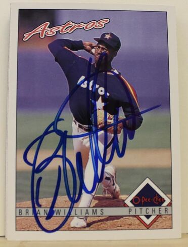 برايان ويليامز هيوستن أستروس تم توقيعه 1993 O-Pee-Chee Card #369. يأتي هذا العنصر مع شهادة أصالة من رياضة السيارات. موقعة - MLB بطاقات البيسبول موقعة in Saudi Arabia