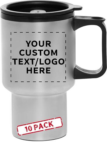 أوفق سفر مخصصة 14 أوقية من الفولاذ المقاوم للصدأ - 10 حزمة - نص مخصص ، شعار - الفولاذ المقاوم للصدأ in Kuwait