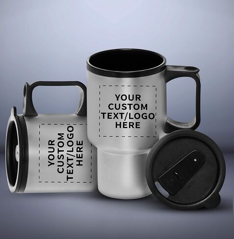 أوفق سفر مخصصة 14 أوقية من الفولاذ المقاوم للصدأ - 10 حزمة - نص مخصص ، شعار - الفولاذ المقاوم للصدأ in Kuwait