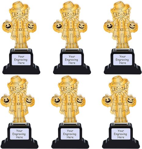 Pinkunn 6 Pcs Halloween Pumpkin Harvest Trophies 4.8 Inch Acrylic Scarecrow Trophies Gold Contest Award with Stickers for Teens Adult Classroom Halloween Art Activities Fun Party Favors Gift in Saudi Arabia